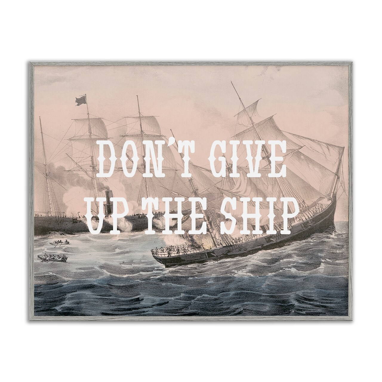 Stupell Industries Don't Give Up Ship Framed Giclee Wall Art Design by Daphne Polselli